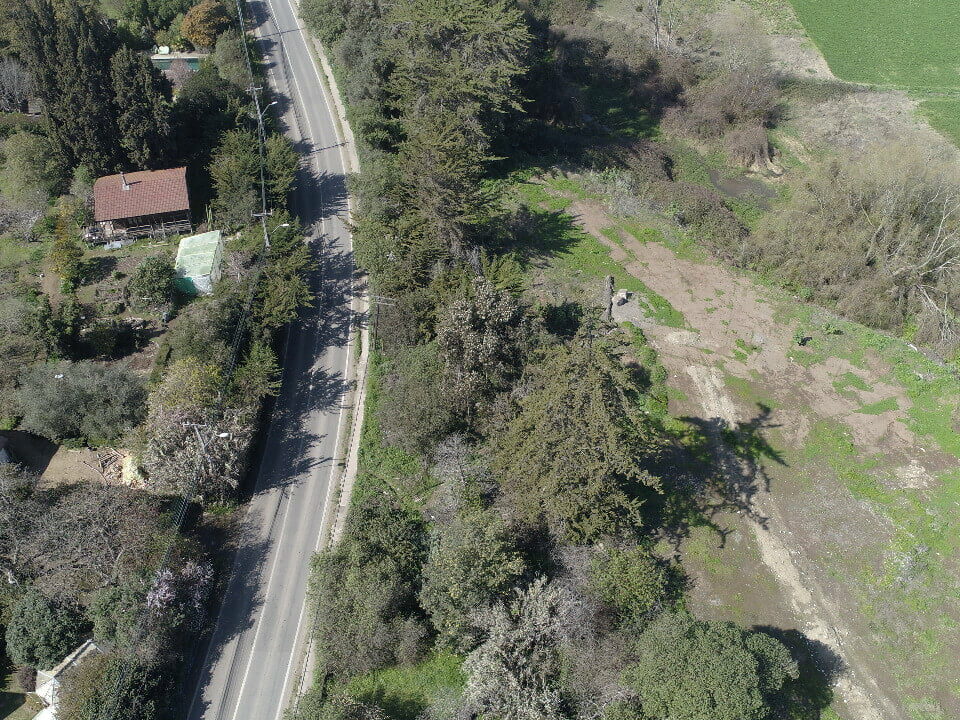 parcelas en vegetacion de arboles con carretera